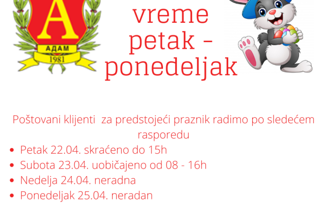 Radno vreme za praznik
