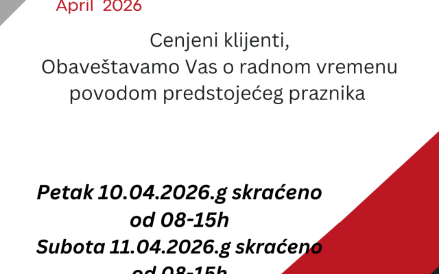 Obaveštenje o izmenjenom radnom vremenu