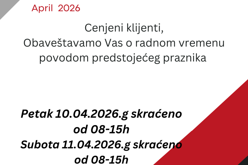 Obaveštenje o izmenjenom radnom vremenu